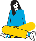 Illustration of a girl sitting cross-legged