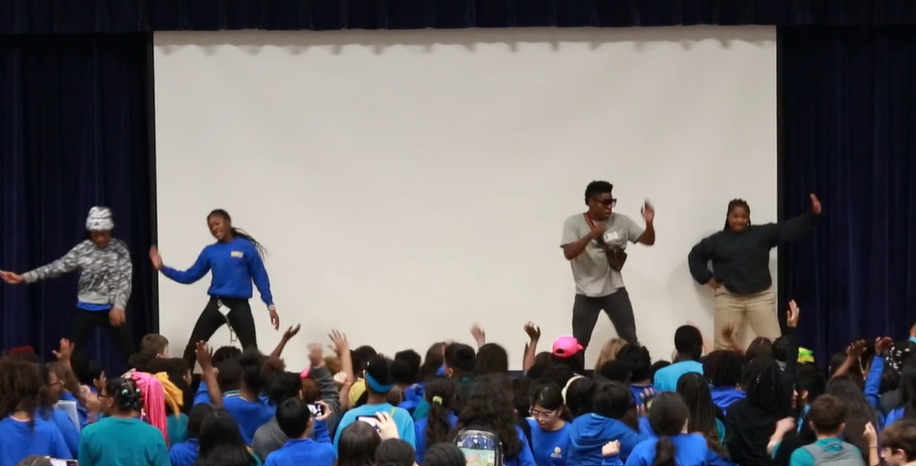 Middle school assembly at West Briar Middle School
