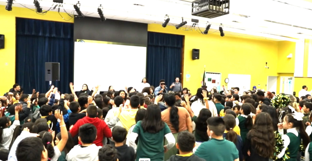 Elementary school assembly at James Berry Elementary