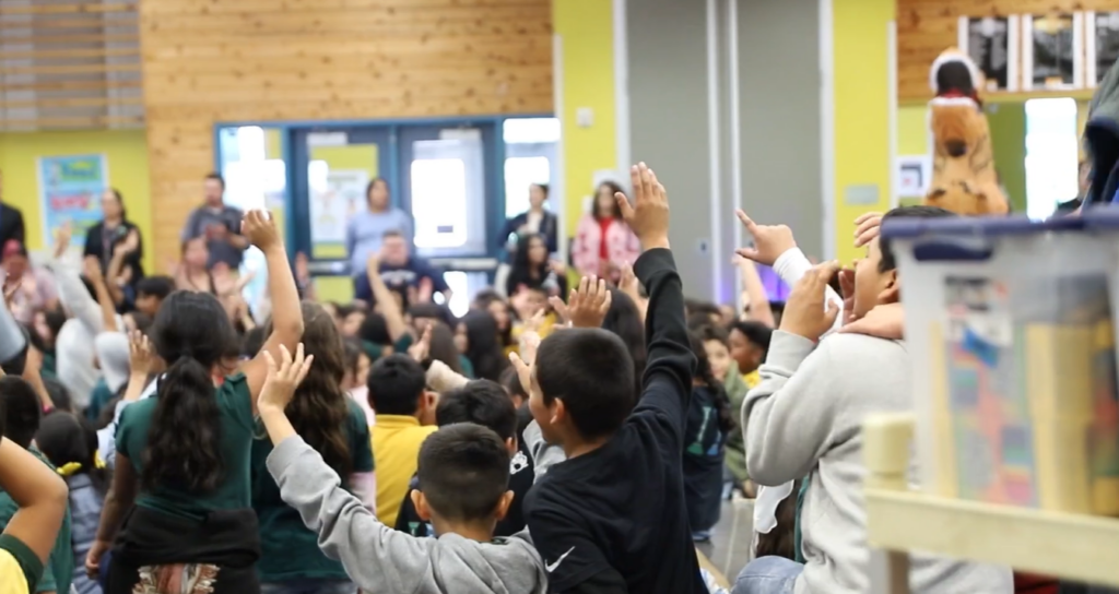 Elementary school assembly at James Berry Elementary