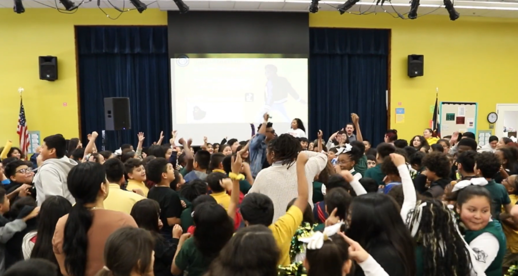 Elementary school assembly at James Berry Elementary
