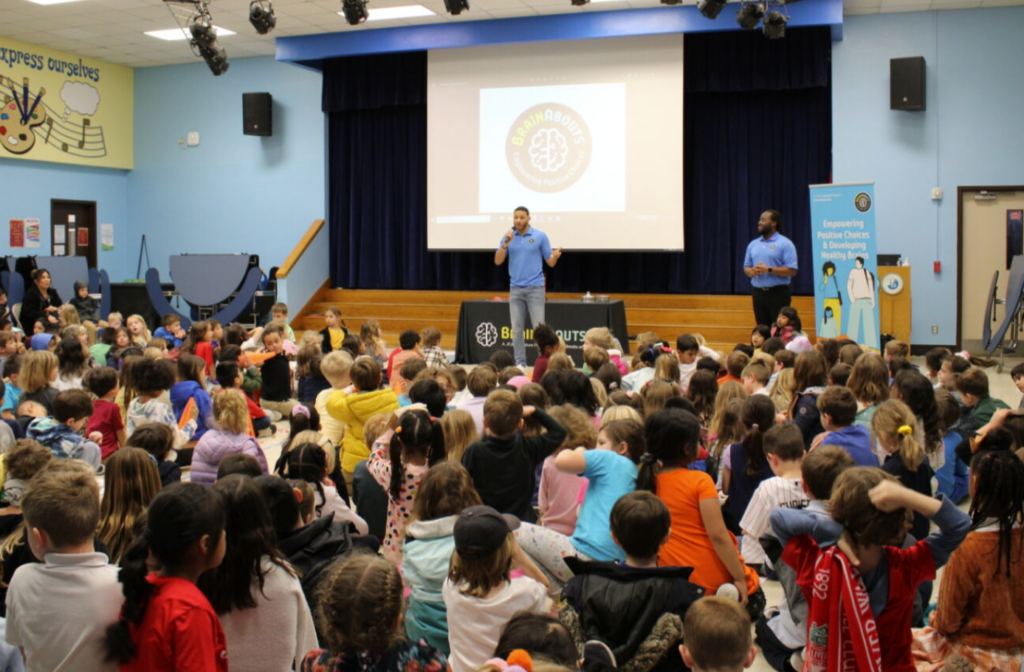 Elementary school assembly at Harvard Elementary