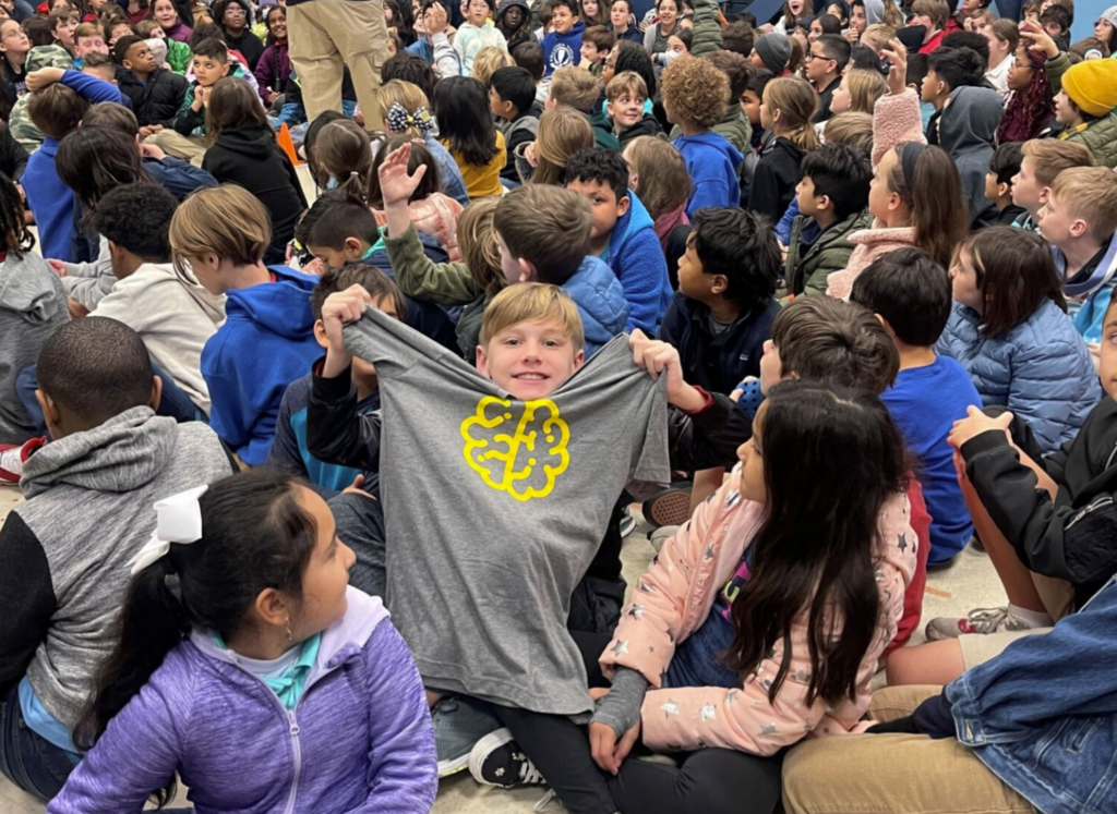 Elementary school assembly at Harvard Elementary