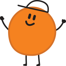 Illustration of a smiling orange ball character wearing a cap