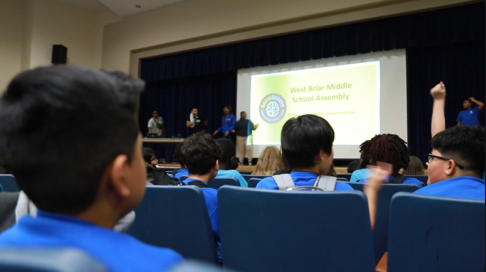 Middle school assembly at West Briar Middle School