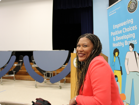 A BrainAbouts educator presenting to students
